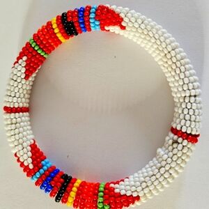 White Beaded African Bracelet